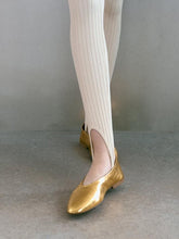 Metallic Gold Slip On Round Ballet Flats
